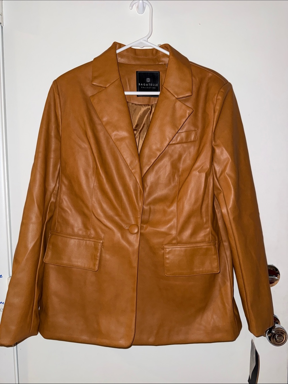 BAGATELLE Tan FAUX Leather Single-Button Blazer